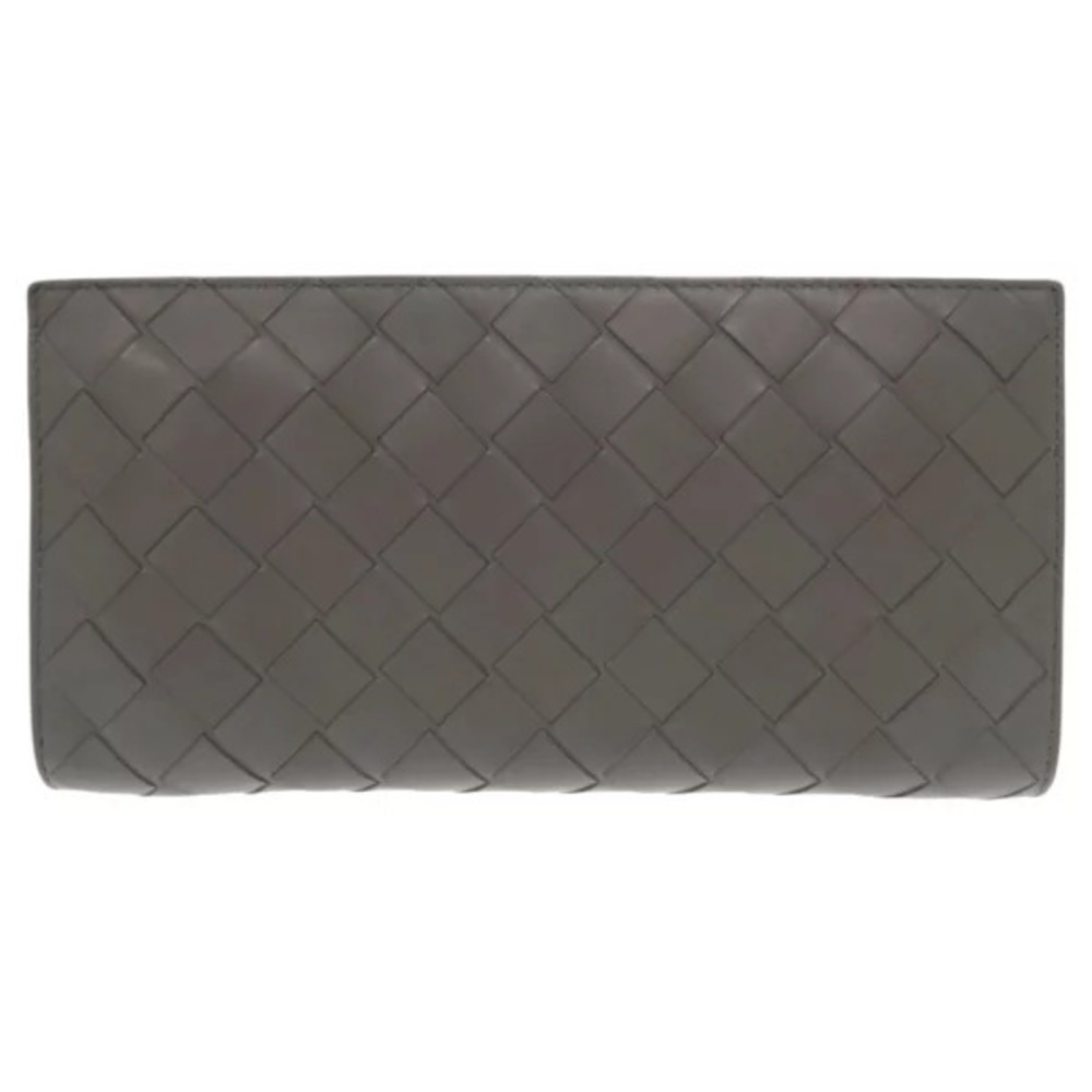 Bottega Veneta Intrecciato leather gray round zipper long wallet